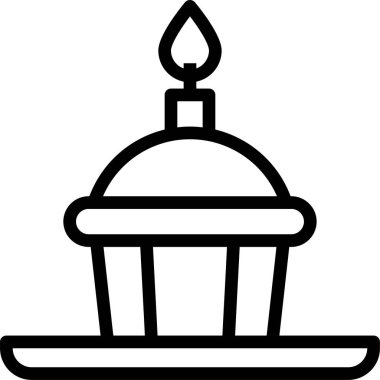 Mum yassı vektör ikonlu kek