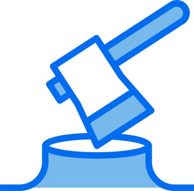 Modern tasarım minimalist vektör simgesi, ağaç kütüğünde balta