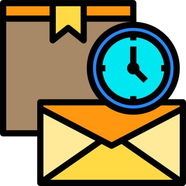 asgari vektör simgesi, dosya ve saat içeren harf