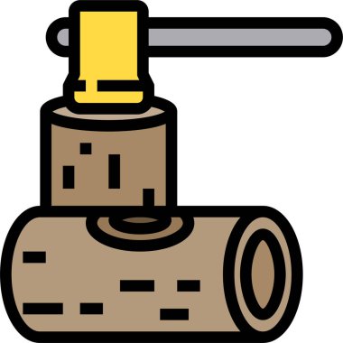 bir ahşap ve baltanın vektör çizimi