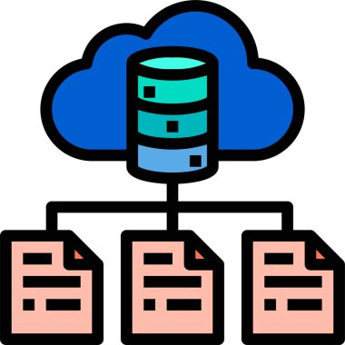 Bulut ağının vektör illüstrasyon simgesi 