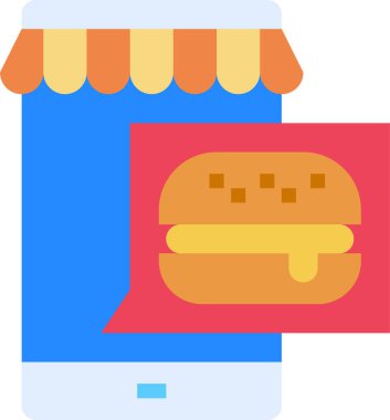 Hamburger yemek ikonu. Çevrimiçi gıda siparişi kavramı