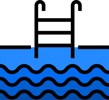 yüzme havuzu vektör çizgisi simgesi.