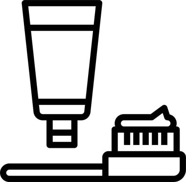 Diş fırçası ve diş macunu düz tasarımda basit vektör simgesi