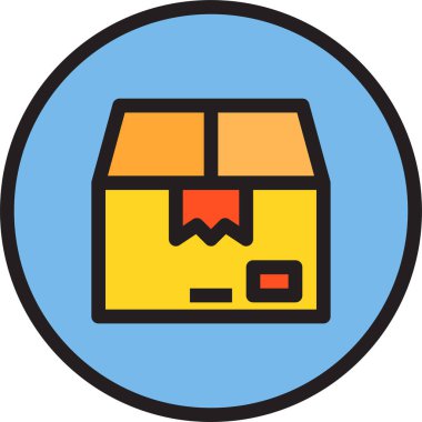 karton kutu düz simgesi, vektör illüstrasyonu