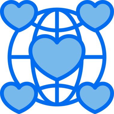 Dünya üzerindeki kalplerin vektör illüstrasyon simgesi