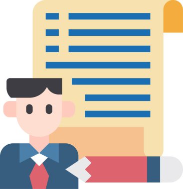 Modern tasarım minimalist vektör simgesi, karikatür adam ve belgelenmiş