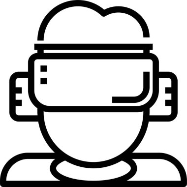 VR gözlüklü bir çocuğun düz simgesi