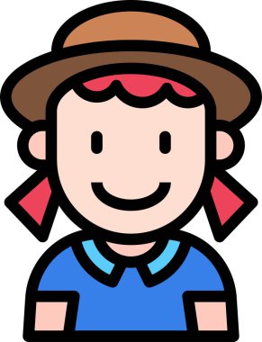 şapka avatarındaki kız, vektör illüstrasyon 