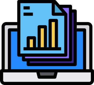 dizüstü bilgisayar vektör simgesindeki belgeler 