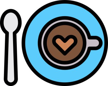 Kahve fincanı ve kalbin vektör çizim simgesi 