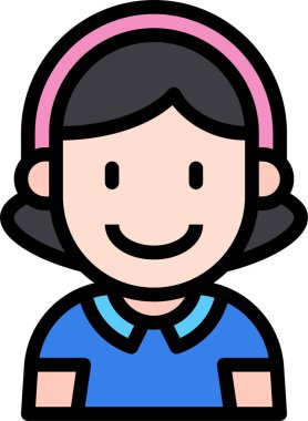 çocuk Avatar. çocuk, kız vektör illüstrasyonu 