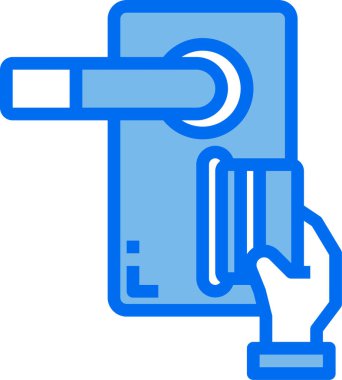 Kilitli kapının anahtar kartının vektör illüstrasyonu