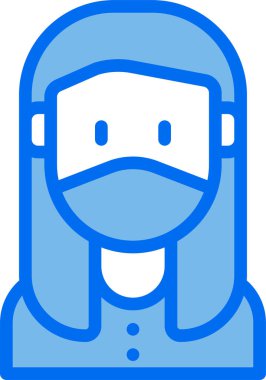 Tıbbi maske takan kadının vektör çizimi 