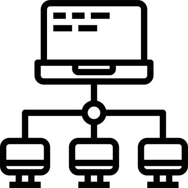 İletişim ağı bilgisayarının minimalist vektör simgesi