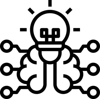 Minimalist vektör simgesi, lambalı beyin