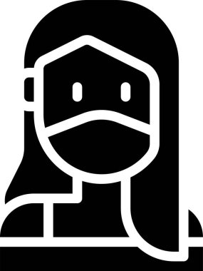 Tıbbi maske takan kadının vektör çizimi 