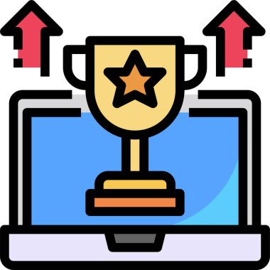 Minimalist vektör simgesi, ödüllü dizüstü bilgisayar