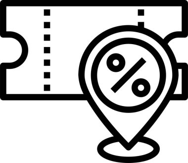İndirim kuponu ve konum işaretinin vektör illüstrasyon simgesi