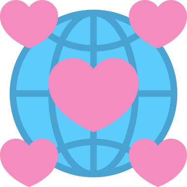 Dünya üzerindeki kalplerin vektör illüstrasyon simgesi