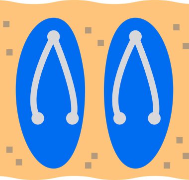 Plaj sandaletleri, yaz tatilleri ikonu, beyaz arka planda izole edilmiş vektör illüstrasyonu  