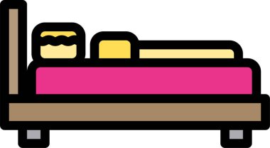 Yatak odası vektör illüstrasyonunda yatak