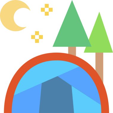 kamp simgesi, vektör illüstrasyonu beyaz arkaplanda izole edildi  