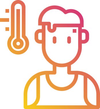 İç çamaşırlı bir adamla sıcaklık simgesi