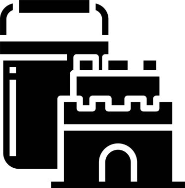 Şatolu bina, vektör illüstrasyonu