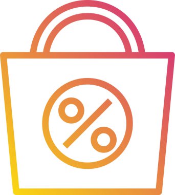 Modern tasarım minimalist vektör simgesi, satış çantası, indirimli yüzde işareti