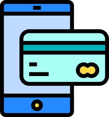 Mobil alışveriş ödeme ikonu vektör illüstrasyonu