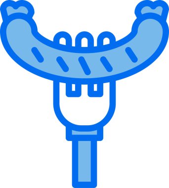 Sosisin çataldaki vektör çizimi, barbekü için simge 