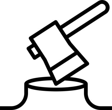 Modern tasarım minimalist vektör simgesi, ağaç kütüğünde balta