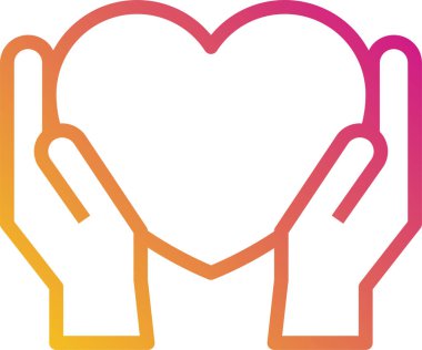 Ellerin vektör illüstrasyon simgesi kalp, barış ve aşk kavramı 