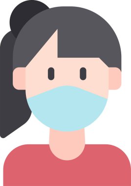 Tıbbi maske takan kadının vektör çizimi 