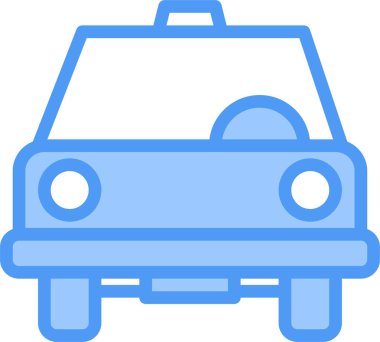 Taksi simgesi, vektör çizimi beyaz arkaplanda izole edildi 