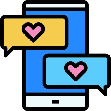 Kalp sevgisi sohbet mesajlarının vektör illüstrasyon simgesi