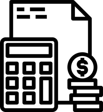 Para sembolü düz simge, vektör illüstrasyonlu hesap makinesi