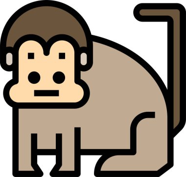 Modern tasarım minimalist vektör simgesi, çizgi film maymunu