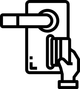 Kilitli kapının anahtar kartının vektör illüstrasyonu