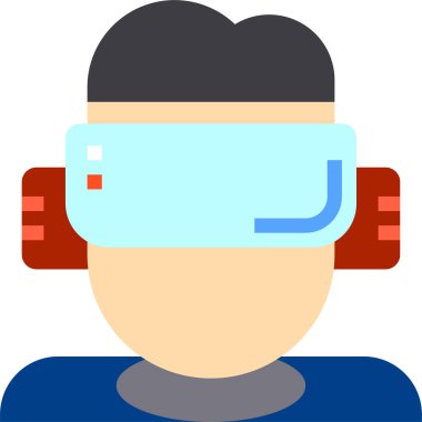 VR gözlüklü bir çocuğun düz simgesi