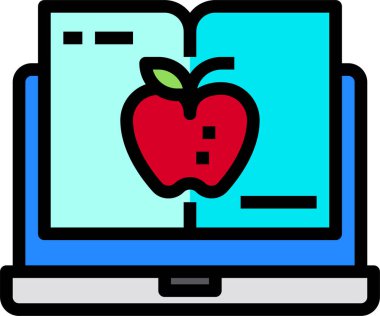 modern tasarım minimalist vektör simgesi, kitap üzerine elma