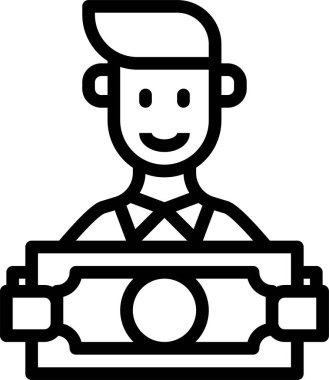 İnsan parasının minimalist vektör simgesi iş ödülü