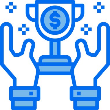 Yönetim kupasına uzanan ellerin vektör illüstrasyon simgesi