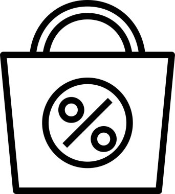 Modern tasarım minimalist vektör simgesi, satış çantası, indirimli yüzde işareti