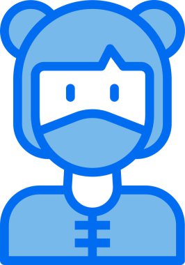 Tıbbi maske takan kadının vektör çizimi 