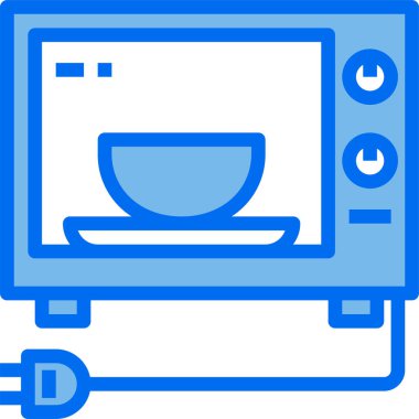 Mikrodalga simgesi, vektör illüstrasyonu 