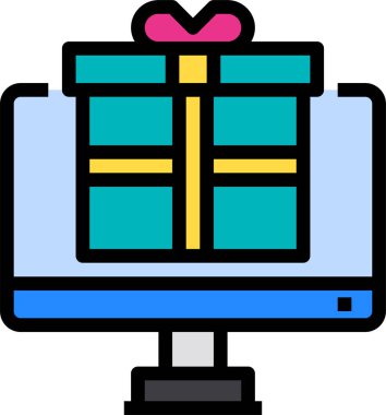 çevrimiçi hediye simgesi, vektör illüstrasyonu