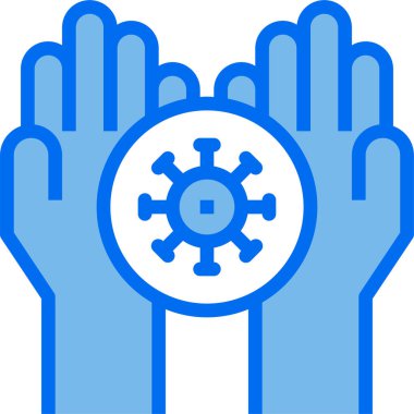 Coronavirüs bakterisi tutan ellerin vektör illüstrasyon simgesi 