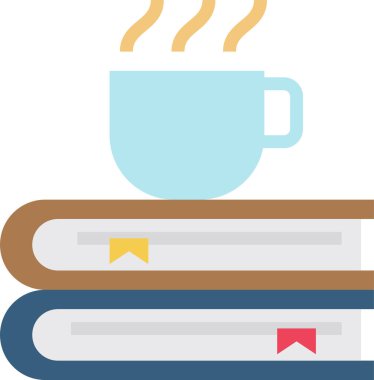 Kitaplardaki kahve fincanının vektör illüstrasyon simgesi 